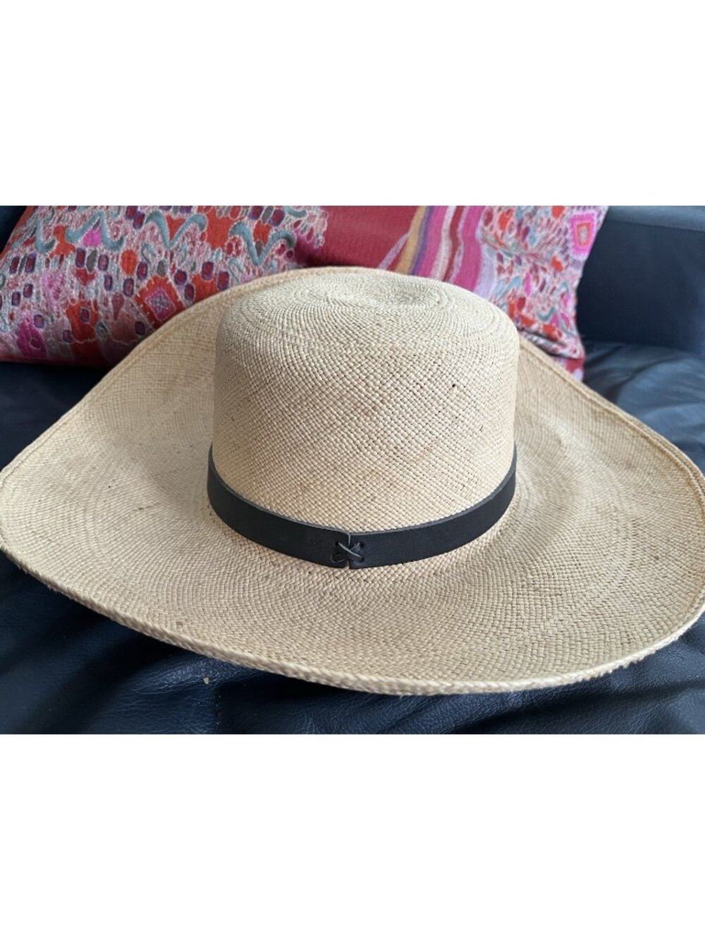 Madcaps Straw Sun Hat Paris New York Wide Brim Natural Boho Resort Coastal Beach